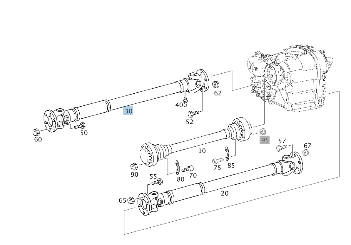GELENKWELLE VERTEILERGETRIEBE ZUR VORDERACHSE A4634101302 G300 CDI