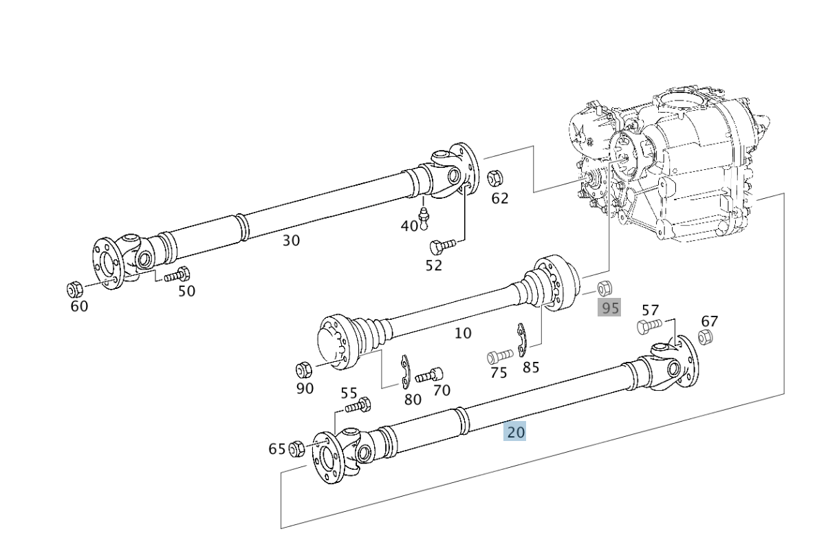 GELENKWELLE VERTEILERGETRIEBE ZUR HINTERACHSE A4634101102 G300