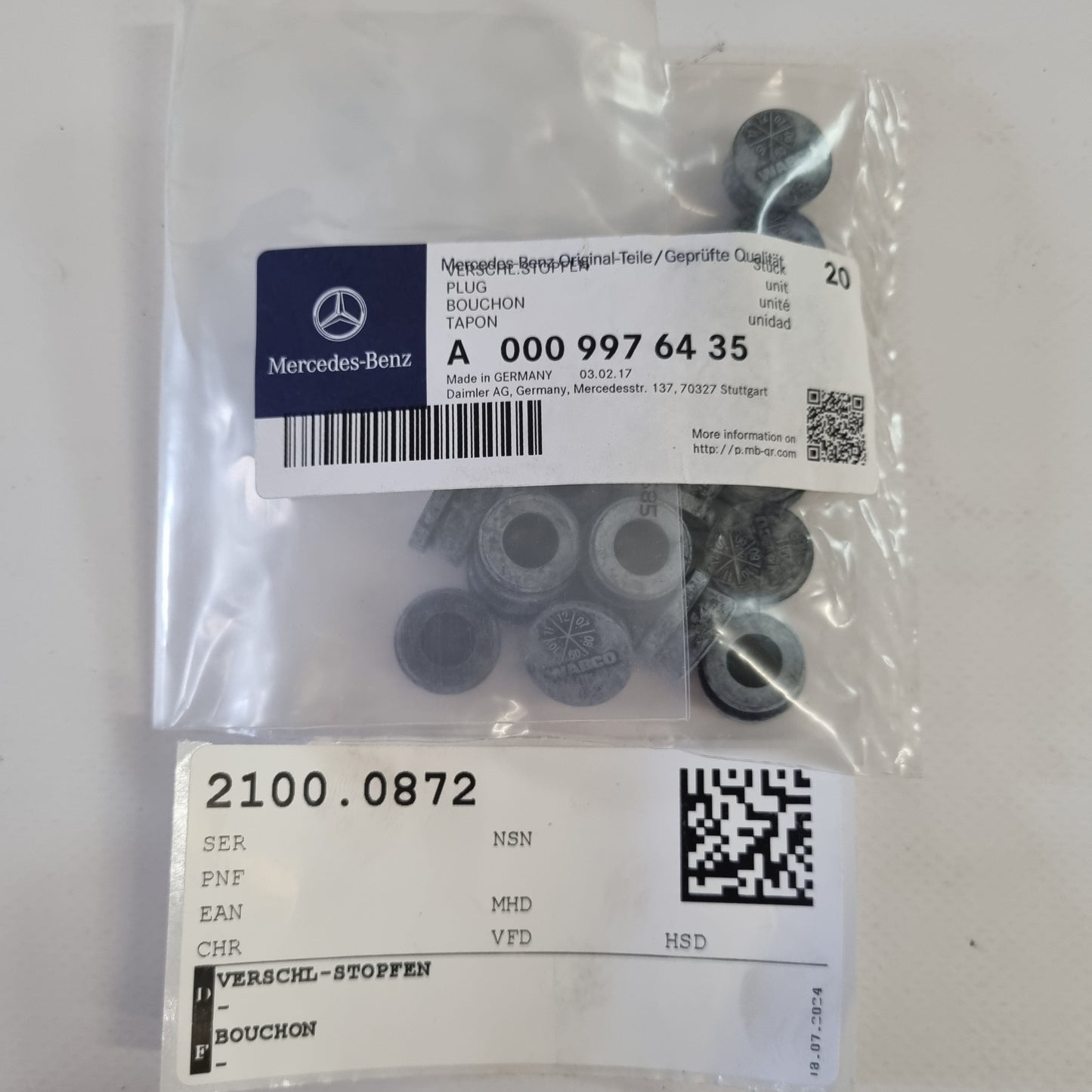Sealing plug A0009976435