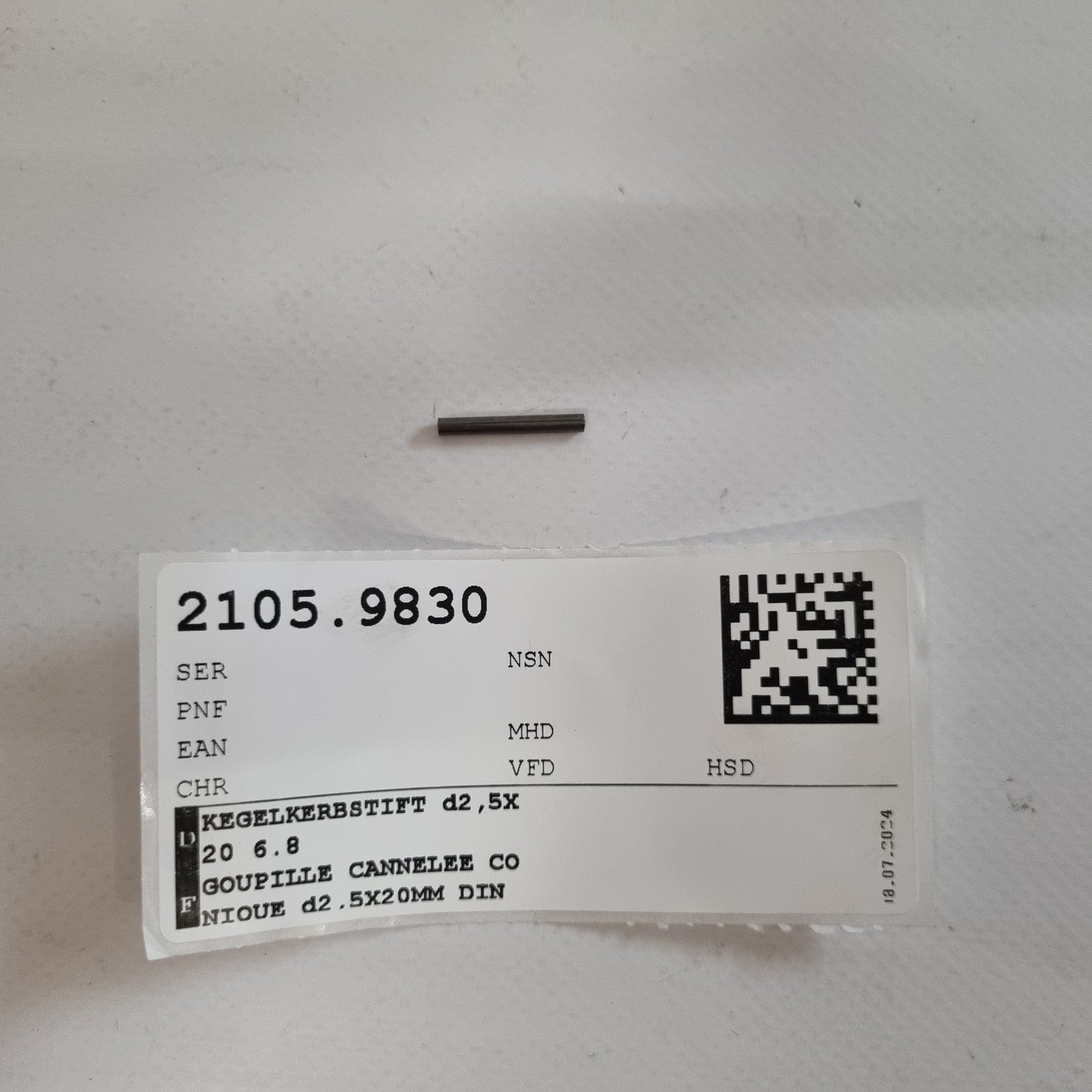 GOUPILLE À ENCOCHE CÔNIQUE d2,5X20MM DIN 1471 ST 6.8