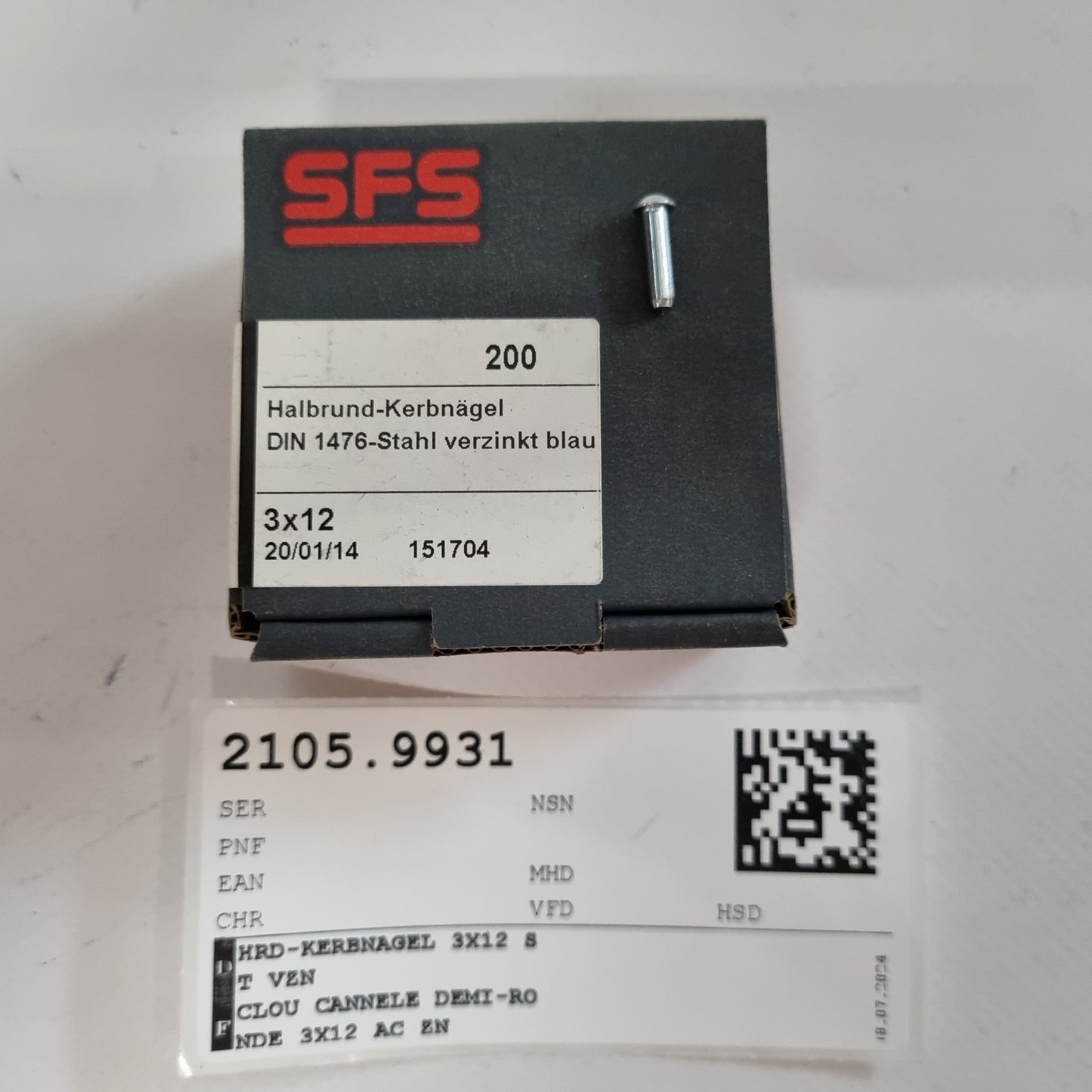 HALBRUNDKERBNAGEL d3X12MM ISO 8746