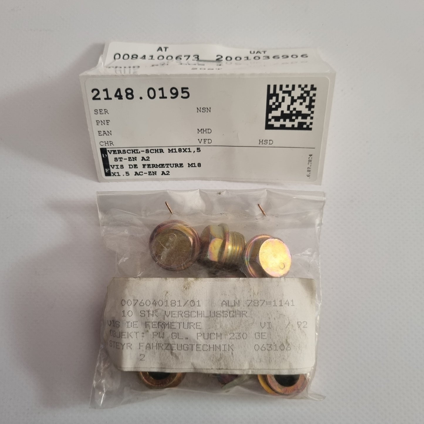 VERSCHLUSSSCHRAUBE M18X1,5 ST-ZN A2 A6019970430
