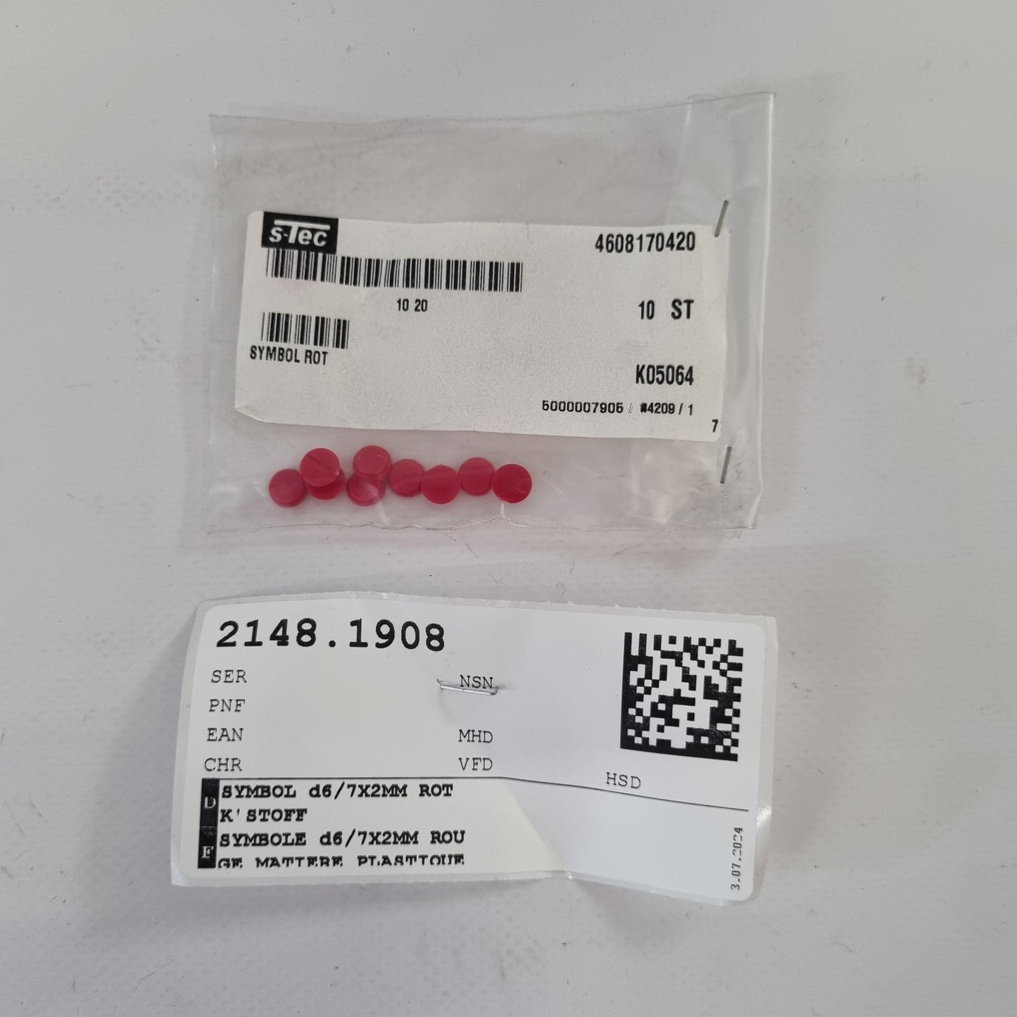 SYMBOL d6/7X2MM ROT KUNSTSTOFF A4608170420