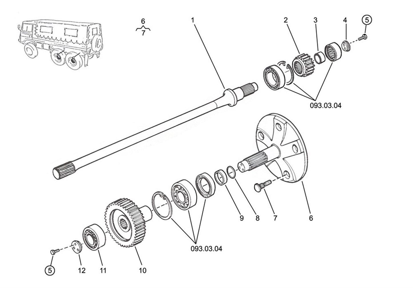 Pinzgauer HINTERACHSWELLE 7101343321