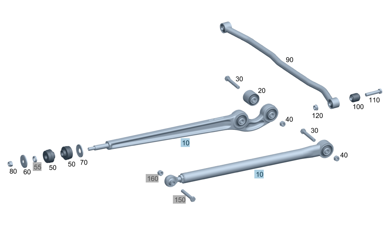 ACHSLENKER W461 Laengslenker Hinterachse A4613501106 G300