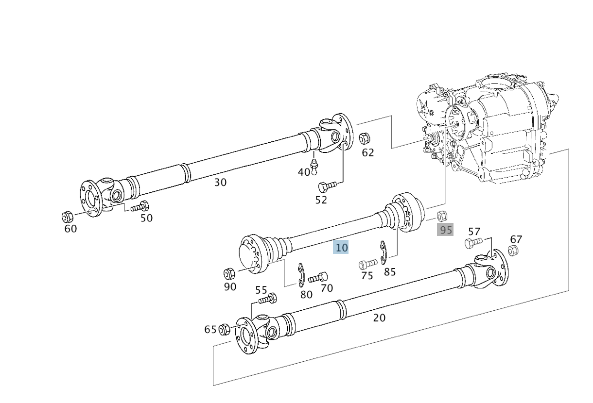 GELENKWELLE GETRIEBE ZUM VERTEILERGETRIEBE A4614100106 G300 CDI
