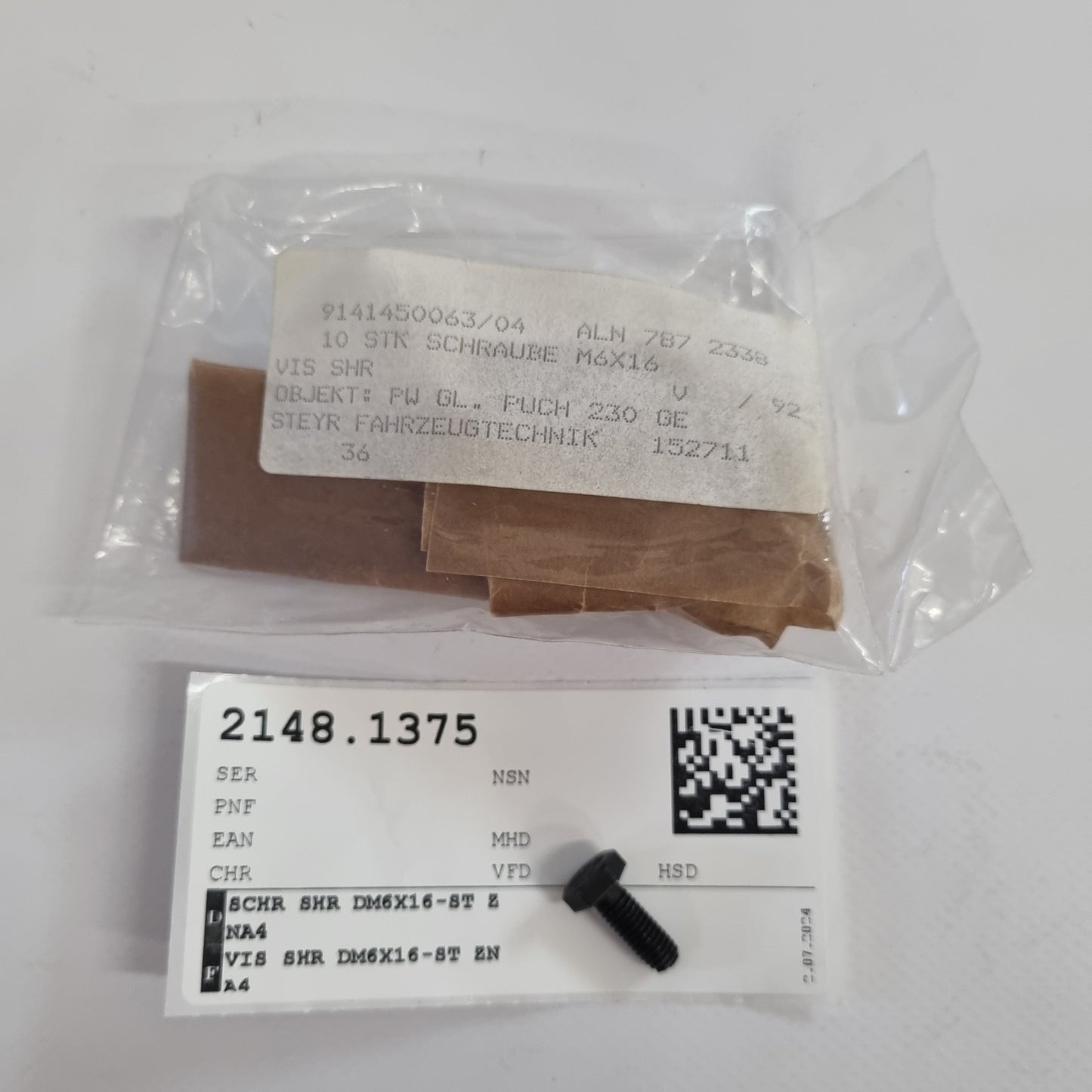 SCREW SHR DM6X16-ST ZNA4 914145006304