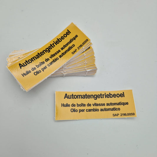 SELBSTKLEBE-ETIKETTE 70X24MM GELB AUTOMATENGETRIEBEOEL